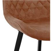Chaise design style vintage 'HERTIG' en microfibre gaufrée marron et 4 pieds en métal noir
