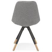 Chaise design style vintage 'MODENA' tissu pied de poule 4 pieds en bois noir et métal brossé doré