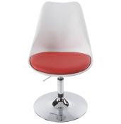 Chaise design réglable 'Tulipe' pivotante blanche et rouge pied métal chromé