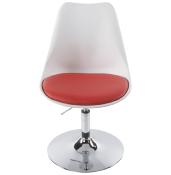 Chaise design réglable 'Tulipe' pivotante blanche et rouge pied métal chromé