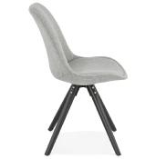 Chaise scandinave design 'Sueden Black Edition' tissu gris 4 pieds en bois noir