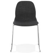 Chaise design 'Teknik Silver' en tissu gris foncé pieds tréteaux en métal chromé
