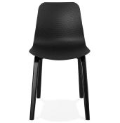Chaise design 'Parkwood Black Edition' noire avec 4 pieds en bois noir