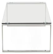 Table basse design rectangulaire 'Ice Cube' en verre pieds chromés - 110 x 60 cm