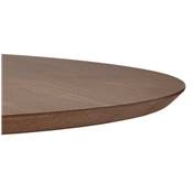 Table / table de réunion design ronde 'Mandlar' plateau noyer pied central métal chromé – Ø 120 cm