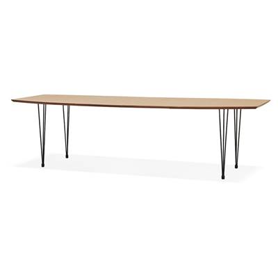 Table / table de réunion extensible 'Rym' plateau bois 4 pieds en métal noir - 170(270) x 100 cm