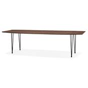 Table / table de réunion extensible 'Rym' plateau noyer 4 pieds en métal noir - 170(270) x 100 cm