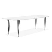 Table / table de réunion extensible 'Rym' blanche bois laquée 4 pieds métal noir - 170(270) x 100 cm