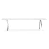Table / table de réunion extensible 'Rym' blanche bois mat 4 pieds métal chromé - 170(270) x 100 cm