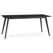 Table à diner / bureau droit scandinave 'Rustik' noire plateau et 4 pieds en bois – 180 x 90 cm