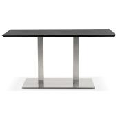 Table salle à manger 'Tvillin Small' noire en bois pied central acier brossé - 150 x 70 cm