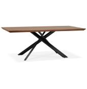 Table de salle à manger design 'Tepee Wood' plateau bois noyer pieds en métal noir - 200 x 100 cm