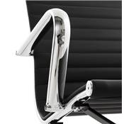 Fauteuil de bureau design à roulettes et dossier bas 'GREATERS MINI' noir pieds en métal chromé