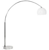 Lampadaire design 'Arc XL' abat-jour blanc structure en métal chromé socle en marbre
