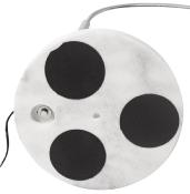 Lampadaire design 'Arc XL' abat-jour blanc structure en métal chromé socle en marbre