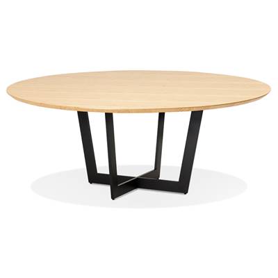 Grande table à diner / salle à manger scandinave ronde 'BIG VÄN' bois pieds métal noir - Ø 120 cm