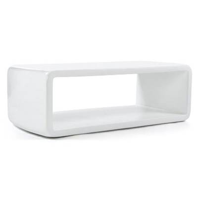 Table basse design rectangulaire 'Klassyc' blanche en fibre de verre - 120 x 60 cm