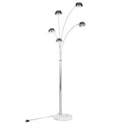 Lampadaire design 5 branches 'Arcka' structure en métal chromé socle en marbre