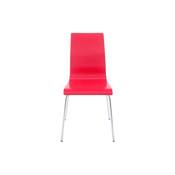 Chaise design 'Léa' en bois rouge avec 4 pieds chromé