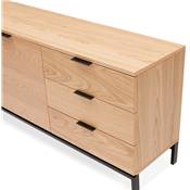 Meuble bahut buffet design 'ALLWOOD' en bois naturel 2 portes et 3 tiroirs et pieds en métal noir