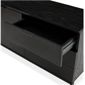 Meuble bahut buffet design 'ALLWOOD' en bois noir avec 2 portes et 3 tiroirs et pieds en métal noir