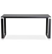 Bureau de direction droit 'Business' en bois noir pieds métal noir et métal chromé – 160 x 80 cm