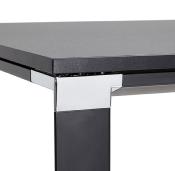 Bureau de direction droit 'Business' en bois noir pieds métal noir et métal chromé – 160 x 80 cm