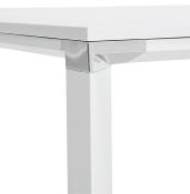 Bureau de direction droit 'Small Business' bois blanc pieds métal blanc et métal chromé – 140 x 70 cm