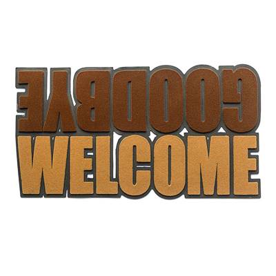 Paillasson design 'Welcome Goodbye' marron