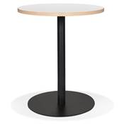 Petite table à manger ronde industriel 'SMALL GASTE' blanche bois pied central métal noir - Ø 60 cm