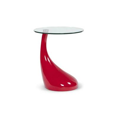 Table basse design d'appoint 'Goutte' en verre rouge pied en fibre de verre - Ø 45 cm