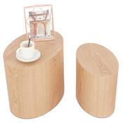 Set de 2 Tables d'appoint guéridons design ovales 'DUO' en bois finition naturelle
