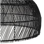 Suspension design demi sphère 'JUNGLE' noire abat jour rotin structure métal réglable en hauteur