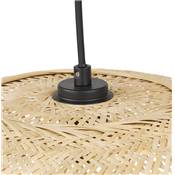 Suspension design sphère 'SMALL BALL' abat jour en bambou structure métal noir réglable - Ø 35 cm