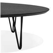 Grande table basse style industriel ovale 'DANA' plateau bois noir pieds en métal noir - 110 x 80 cm