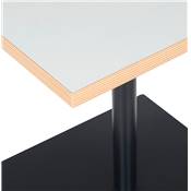 Table carrée 'KRUBBA' blanche en bois et pied central en métal noir à base carrée - 80 x 80 cm