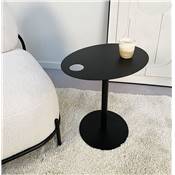 Table d'appoint guéridon design ovale 'DRINK' tablette et pied central en métal noir - 42 x 31 cm
