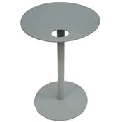 Table d'appoint guéridon design ovale 'DRINK' tablette et pied central en métal gris - 42 x 31 cm