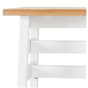Table bar Mange-debout design 'BARAS' bois massif naturel non traité pied métal blanc - 150 x 60 cm
