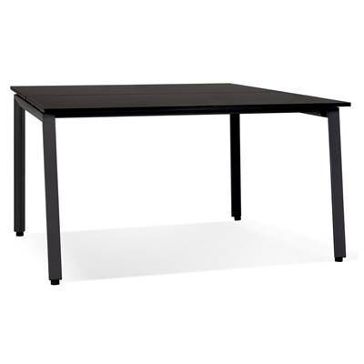 Table de réunion / bureau bench design 'BIG INCONTRO XL' bois noir pieds métal noir - 160 x 160 cm