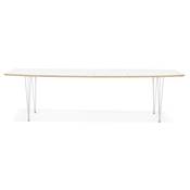 Table / table de réunion extensible 'RYM' blanche 4 pieds métal blanc - 170(270) x 100 cm