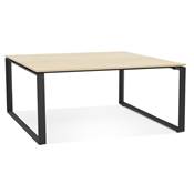 Table de réunion / bureau bench design 'LITTLE MEET' en bois pieds métal noir - 140 x 140 cm