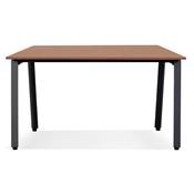 Table de réunion / bureau bench design 'BIG INCONTRO' en noyer pieds en métal noir - 140 x 140 cm