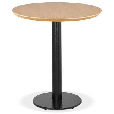 Petite table industriel ronde 'SMALL FERRO' bois naturel pied central métal noir – Ø 60 cm