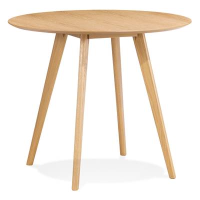 Table / table de réunion scandinave ronde 'SMALL SOLNÄ' plateau et 4 pieds bois naturel – Ø 90 cm