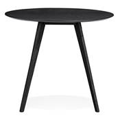 Table / table de réunion scandinave ronde 'SMALL SOLNÄ' plateau et 4 pieds en bois noir – Ø 90 cm