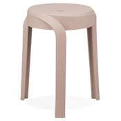 Tabouret bas design de style moderne empilable 'FIORI' en resine beige