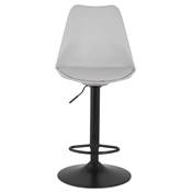 Tabouret de bar réglable design 'BAROK' pivotant gris pied et repose pieds métal noir dossier haut
