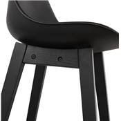 Tabouret de snack mi-hauteur design 'CHAIRMAN MINI BLACK EDITION' 4 pieds en bois noir dossier haut