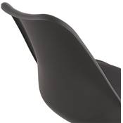 Tabouret de snack mi-hauteur 'KESKI MINI' noir 4 pieds et repose pieds en métal noir dossier haut